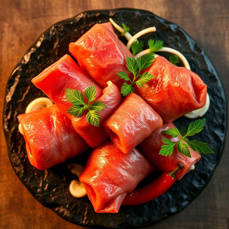 Ba Chỉ Bò Cuộn Nấm Kim Châm